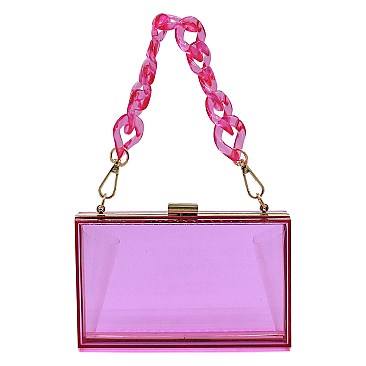 Acrylic Chain Handle See Thru Crossbody Clutch