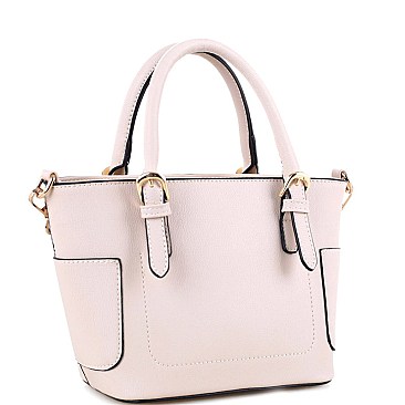 Fashionable Side Pocket Accent Belted 2-Way Medium Satchel MH-FC19123