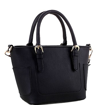Fashionable Side Pocket Accent Belted 2-Way Medium Satchel MH-FC19123
