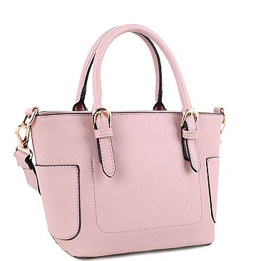 Fashionable Side Pocket Accent Belted 2-Way Medium Satchel MH-FC19123