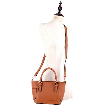 Fashionable Side Pocket Accent Belted 2-Way Medium Satchel MH-FC19123