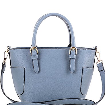 Fashionable Side Pocket Accent Belted 2-Way Medium Satchel MH-FC19123