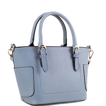 Fashionable Side Pocket Accent Belted 2-Way Medium Satchel MH-FC19123