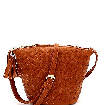 Fashionable Tassel Accent Woven Bucket Cross Body Messenger MH-FC19219