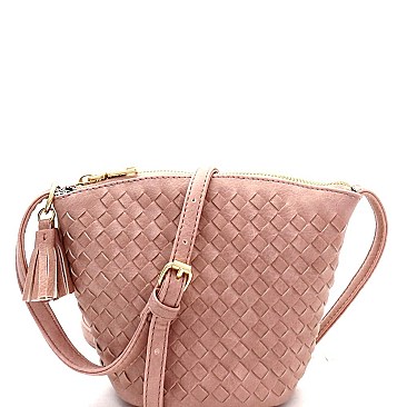 Fashionable Tassel Accent Woven Bucket Cross Body Messenger MH-FC19219