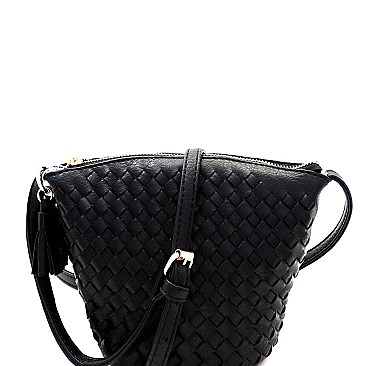 Fashionable Tassel Accent Woven Bucket Cross Body Messenger MH-FC19219