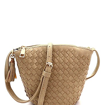 Fashionable Tassel Accent Woven Bucket Cross Body Messenger MH-FC19219
