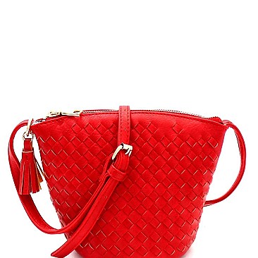 Fashionable Tassel Accent Woven Bucket Cross Body Messenger MH-FC19219