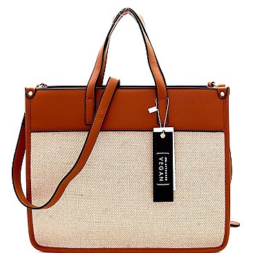 Linen Two-Tone Structured Tote  MH-FC19484