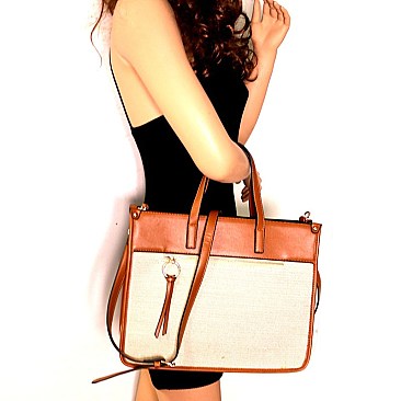 Linen Two-Tone Structured Tote  MH-FC19484