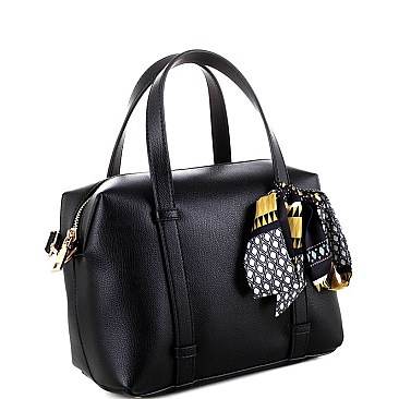 Fashionable Scarf Accent Medium 2-Way Boston Satchel MH-FC19486