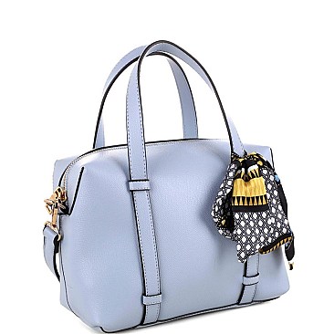 Fashionable Scarf Accent Medium 2-Way Boston Satchel MH-FC19486