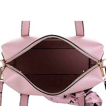 Fashionable Scarf Accent Medium 2-Way Boston Satchel MH-FC19486