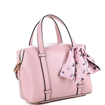 Fashionable Scarf Accent Medium 2-Way Boston Satchel MH-FC19486