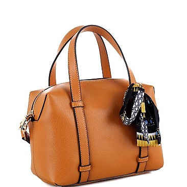 Fashionable Scarf Accent Medium 2-Way Boston Satchel MH-FC19486