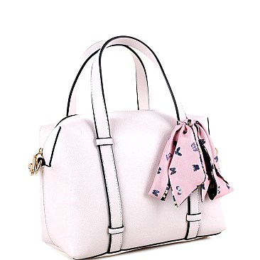 Fashionable Scarf Accent Medium 2-Way Boston Satchel MH-FC19486