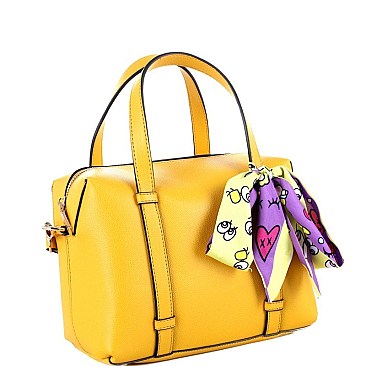 Fashionable Scarf Accent Medium 2-Way Boston Satchel MH-FC19486