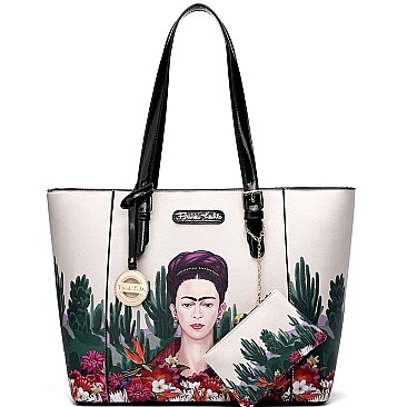 2 IN 1 FRIDA KAHLO CACTUS SERIES SHOPPER TOTE