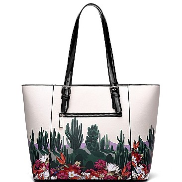 2 IN 1 FRIDA KAHLO CACTUS SERIES SHOPPER TOTE