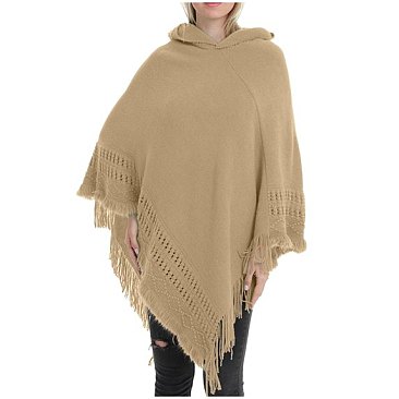Soft Touch Hooded Fringe Shawl Cape on sale