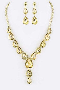 BRIDAL CRYSTAL TEARDROP NECKLACE SET