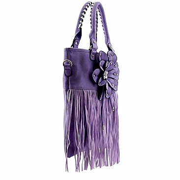 Raised Flower Fringe Hobo-Bag