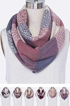 Pack of 12 Stylish Mix Color Infinity Scarf Set