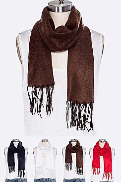 Pack of 12 Solid Color Fleeced Scarf Set