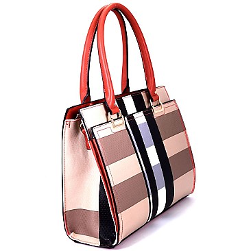 FGZ6278-LP Plaid Print 2 Way Structured Tote