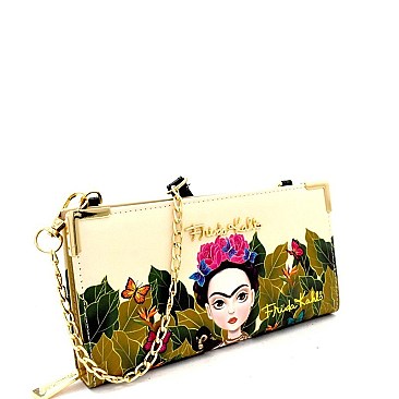 Authentic Cartoon Version Frida Kahlo Wallet Cross Body MH-FJC928