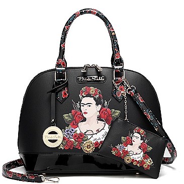 2 in 1 Authentic Frida Kahlo Flower Dome Satchel
