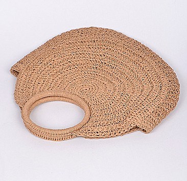 Large Raffia Woven Round Handbag