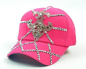 RHINESTONE FLEUR DE LIS SMALL SHADE CAP