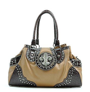 Fleur De Lis Rhinestone shoulder Bag