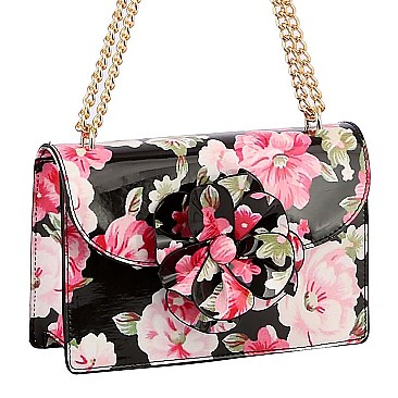 3D Flower Printed Shoulder Bag Satchel