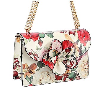 3D Flower Printed Shoulder Bag Satchel