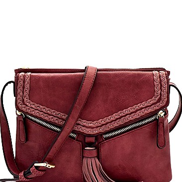 Tassel Accent Braided Multi-Pocket Shoulder Bag MH-FN0001