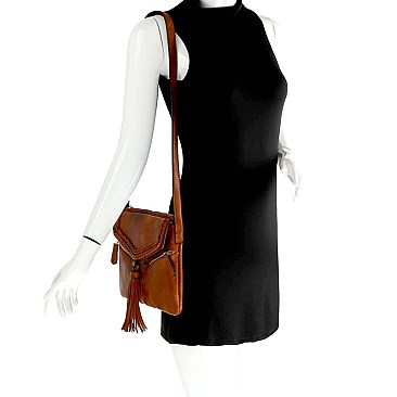 Tassel Accent Braided Multi-Pocket Shoulder Bag MH-FN0001