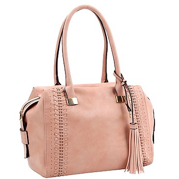 Classic Tassel Accent Laser-Cut Woven Detail Bohemian Tote MH-FN0004