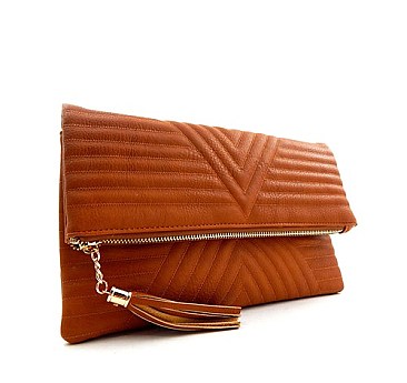 Quilted Fold-Over Clutch Bag