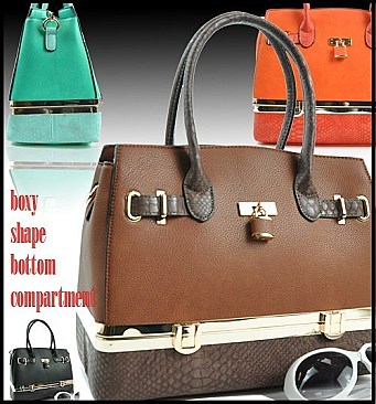 QUALITY Bottom Compartment Padlock BOXY Satchel