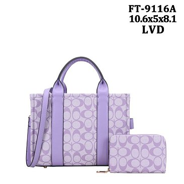 2-IN-1 Oval Print Quality Satchel Wallet Set