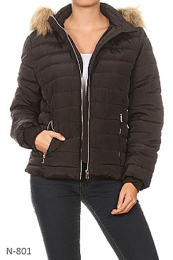 Waterproof Solid Fitted Puffer Jacket By Nina Rossi
