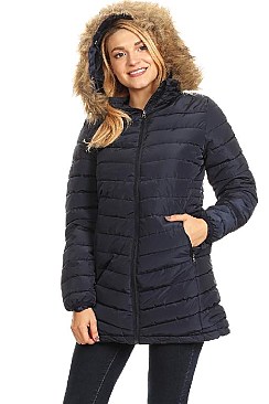 Solid Loose Fit Waterproof Puffer Jacket by Nina Rossi