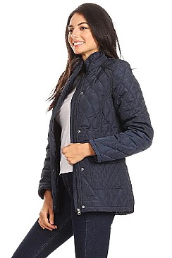 Solid Fitted Waterproof jacket With Fur Trim By Nina Rossi