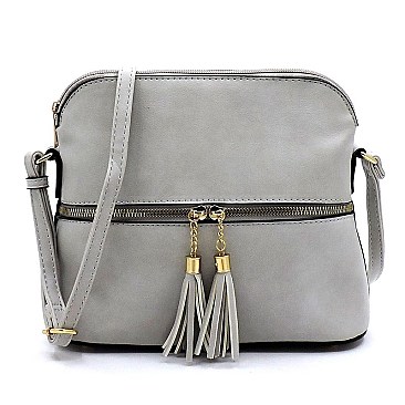 Fashion Tassel Zip Dome Crossbody Bag Satchel