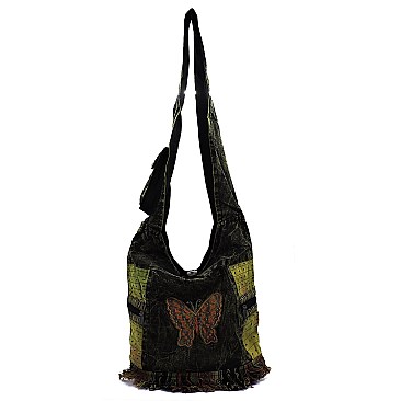 Bohemian Handicrafts Butterfly Crossbody Bucket Bag