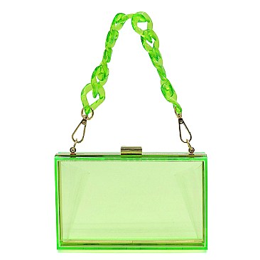 Acrylic Chain Handle See Thru Crossbody Clutch