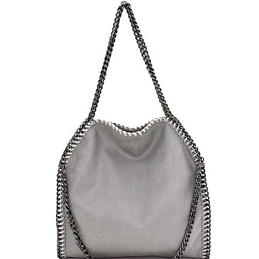 Chain Accent Metallic Satchel