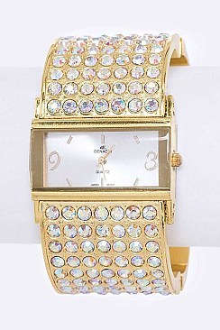Stylish Pave Crystals Bangle Watch LA 05-BG433L32